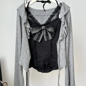 New Style Trends - Gothic Doll Strapped Long Sleeve Set - Outfit Ideas