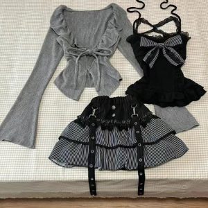 New Style Trends - Gothic Doll Strapped Long Sleeve Set - Outfit Ideas