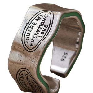 New Style Trends - Green Stripe Letter Ring - Outfit Ideas
