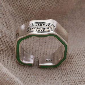 New Style Trends - Green Stripe Letter Ring - Outfit Ideas