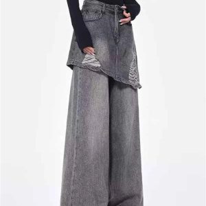 New Style Trends - Grunge Skirted Flare Jeans - Outfit Ideas
