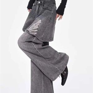 New Style Trends - Grunge Skirted Flare Jeans - Outfit Ideas