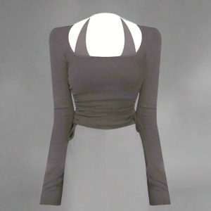 New Style Trends - Halter Neck Ruched Y2k Crop Top - Outfit Ideas