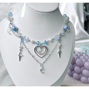 New Style Trends - Handmade Blue Heart Necklace - Outfit Ideas