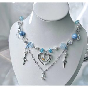 New Style Trends - Handmade Blue Heart Necklace - Outfit Ideas