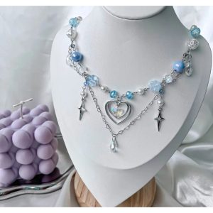 New Style Trends - Handmade Blue Heart Necklace - Outfit Ideas