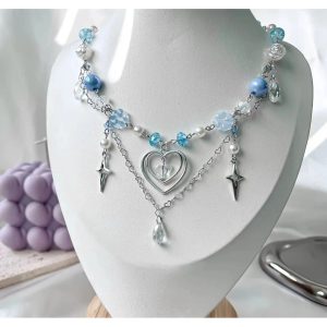 New Style Trends - Handmade Blue Heart Necklace - Outfit Ideas