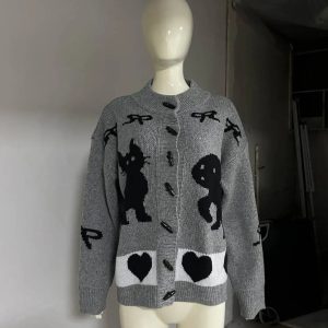 New Style Trends - Heart & Skull Retro Knit Cardigan - Outfit Ideas