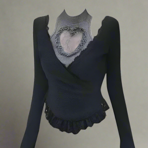 New Style Trends - Heartcore Lace Layered Aesthetic Long Sleeve Top - Outfit Ideas