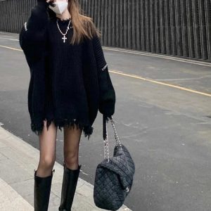 New Style Trends - Hollow Stitch Fray Alt Sweater - Outfit Ideas