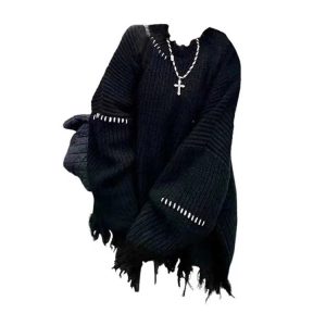 New Style Trends - Hollow Stitch Fray Alt Sweater - Outfit Ideas