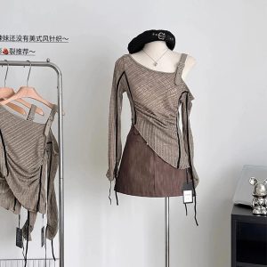 New Style Trends - Irregular Y2K Cropped Pullover - Outfit Ideas