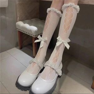 New Style Trends - Kawaii Bow Lace Calf Socks - Outfit Ideas
