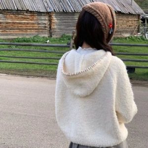 New Style Trends - Kawaii Cozy Puppy Pom-Pom Cardigan - Outfit Ideas