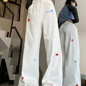 New Style Trends - Kawaii Embroidered Bow Pants - Outfit Ideas