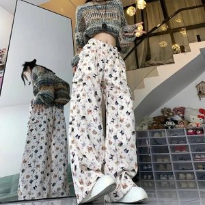 New Style Trends - Kawaii Graffiti Wide Leg Suit Pants - Outfit Ideas