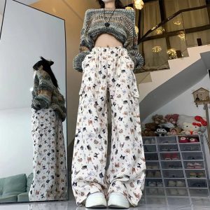 New Style Trends - Kawaii Graffiti Wide Leg Suit Pants - Outfit Ideas