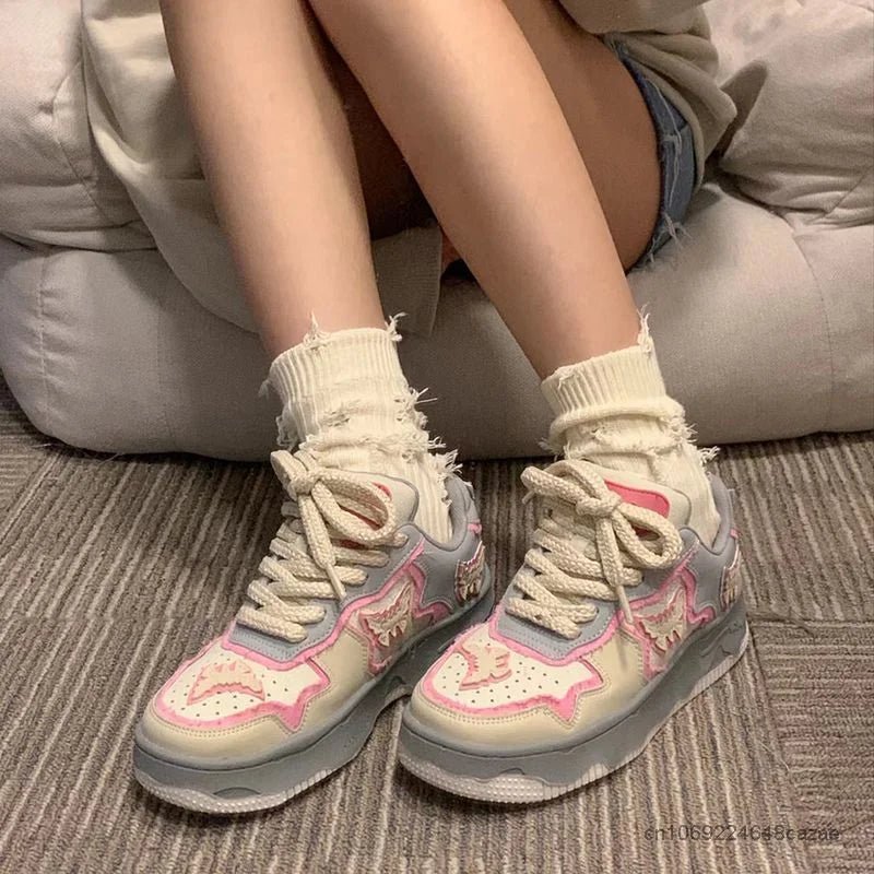 New Style Trends - Kawaii Pastel Thunder Bolt Sneakers - Outfit Ideas