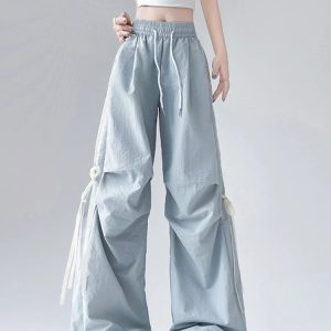 New Style Trends - Kawaii Y2k Ribbon Wide Pants - Outfit Ideas