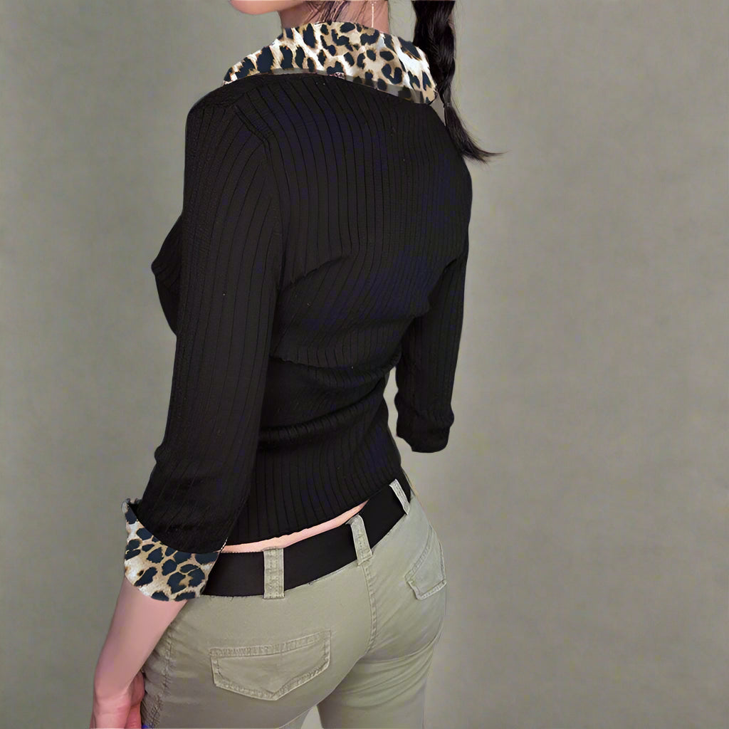 New Style Trends - Leopard Aesthetic Long Sleeve Knit Top - Outfit Ideas