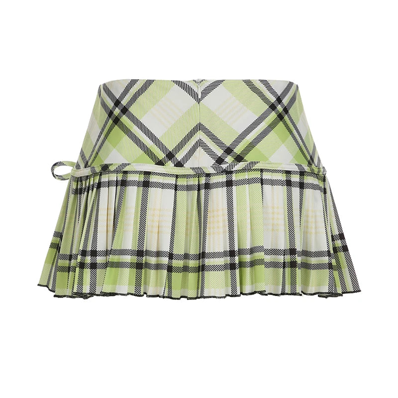 New Style Trends - Lime Prep Pleated Mini Y2k Skirt - Outfit Ideas