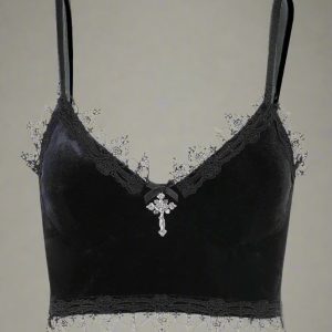 New Style Trends - Mall Goth Velvet Crop Top - Outfit Ideas