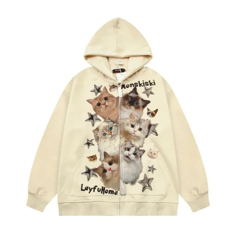 New Style Trends - Meow Galaxy Zip Hoodie - Outfit Ideas