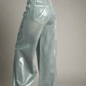 New Style Trends - Metallic Glow Edgy Wide-Leg Jeans - Outfit Ideas