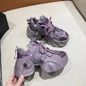 New Style Trends - Metallic Violet Edgy Chunky Sneakers - Outfit Ideas