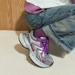 New Style Trends - Metallic Violet Edgy Chunky Sneakers - Outfit Ideas