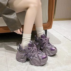 New Style Trends - Metallic Violet Edgy Chunky Sneakers - Outfit Ideas