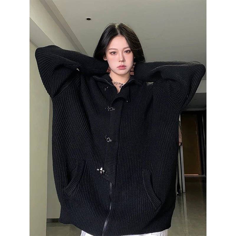 New Style Trends - Midnight Buckle Alt Oversized Cardigan - Outfit Ideas