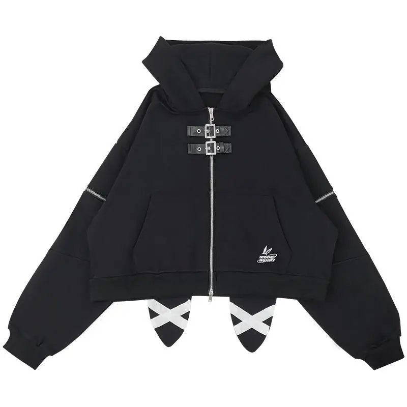 New Style Trends - Midnight Rebel Alt Buckle Hoodie - Outfit Ideas