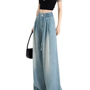 New Style Trends - Ocean Drift Pleated Aesthetic Wide Jeans - Outfit Ideas
