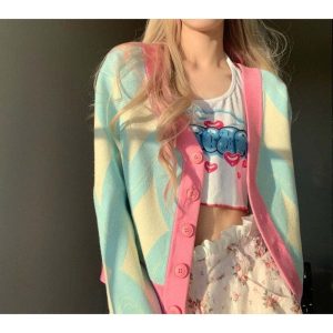 New Style Trends - Pastel Cute Loose V-neck Student Cardigan - Outfit Ideas