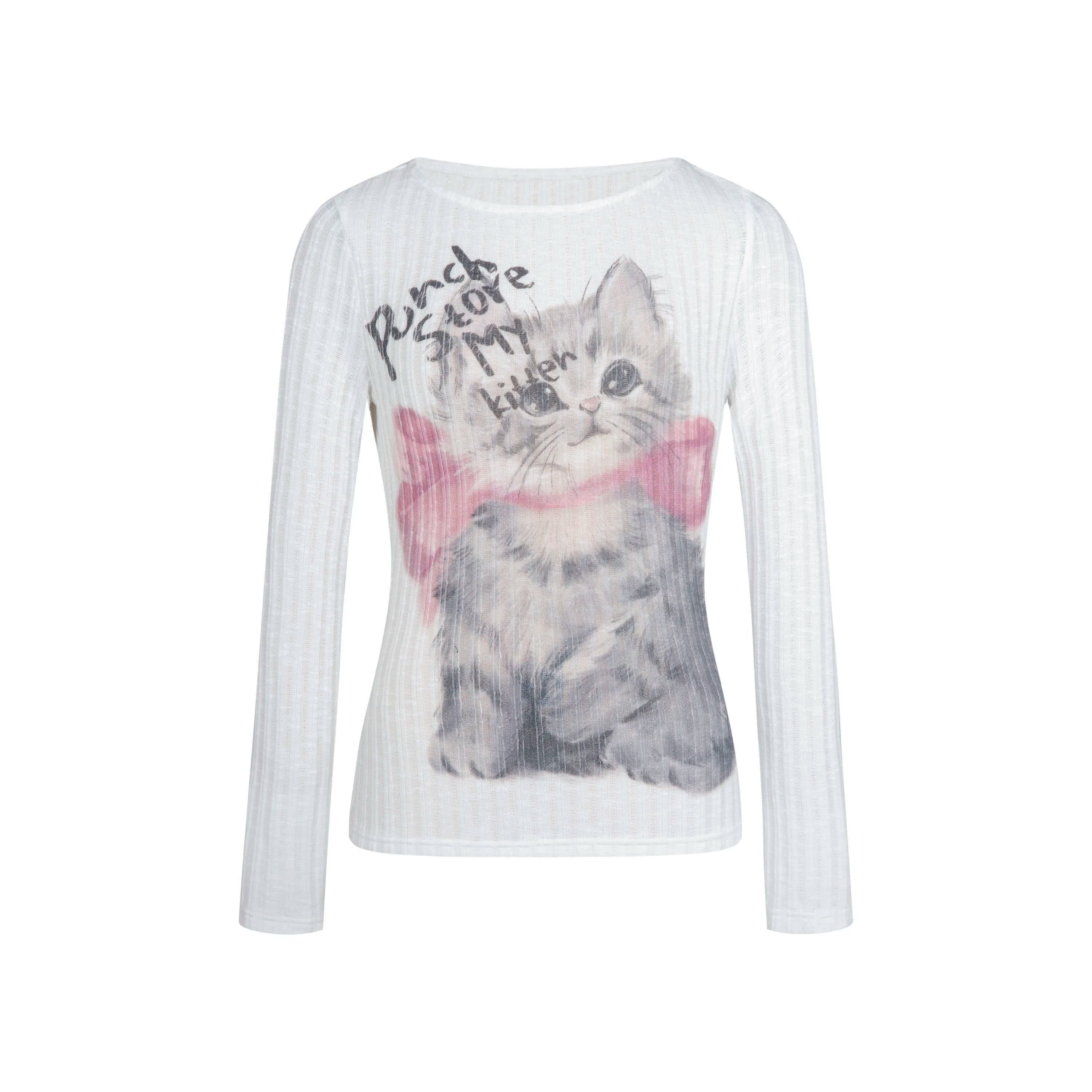New Style Trends - Pastel Meow Long Sleeve Top - Outfit Ideas