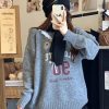 New Style Trends - Pink Lace-Trim Retro Graphic Knit Sweater - Outfit Ideas