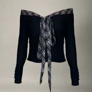 New Style Trends - Plaid Aesthetic Off-Shoulder Long Sleeve Top - Outfit Ideas