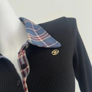 New Style Trends - Plaid Collar Retro Preppy Sweater - Outfit Ideas