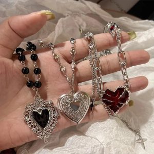 New Style Trends - Red Heart Gothic Necklace - Outfit Ideas