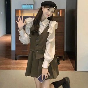New Style Trends - Retro Academia Layered Outfit Set - Outfit Ideas