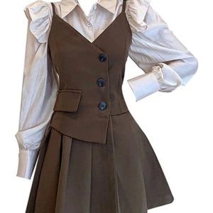 New Style Trends - Retro Academia Layered Outfit Set - Outfit Ideas