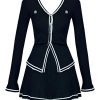 New Style Trends - Retro Button-Up Pleated Skirt Outfit Set - Outfit Ideas