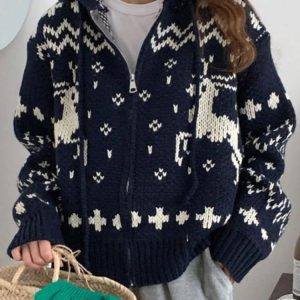 New Style Trends - Retro Cozy Nordic Zip Cardigan - Outfit Ideas