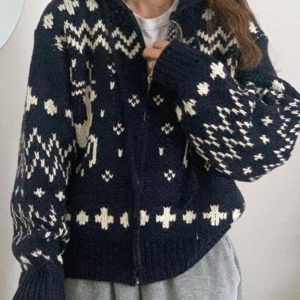 New Style Trends - Retro Cozy Nordic Zip Cardigan - Outfit Ideas