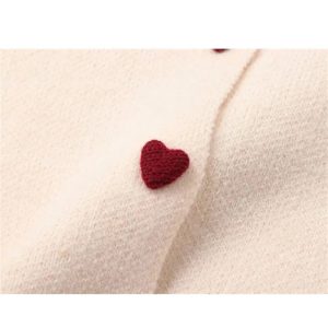 New Style Trends - Retro Fall Heart Button Contrast Collar Cardigan - Outfit Ideas