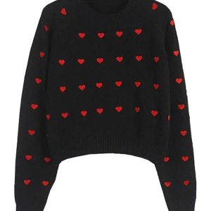 New Style Trends - Retro Heartfelt Cuddle Knit Sweater - Outfit Ideas