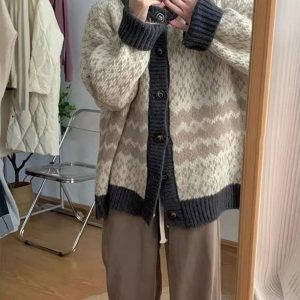 New Style Trends - Retro Jacquard Button Cardigan - Outfit Ideas