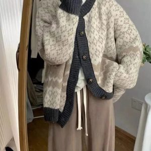 New Style Trends - Retro Jacquard Button Cardigan - Outfit Ideas