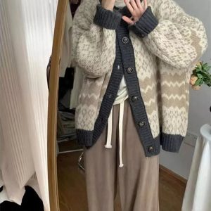New Style Trends - Retro Jacquard Button Cardigan - Outfit Ideas